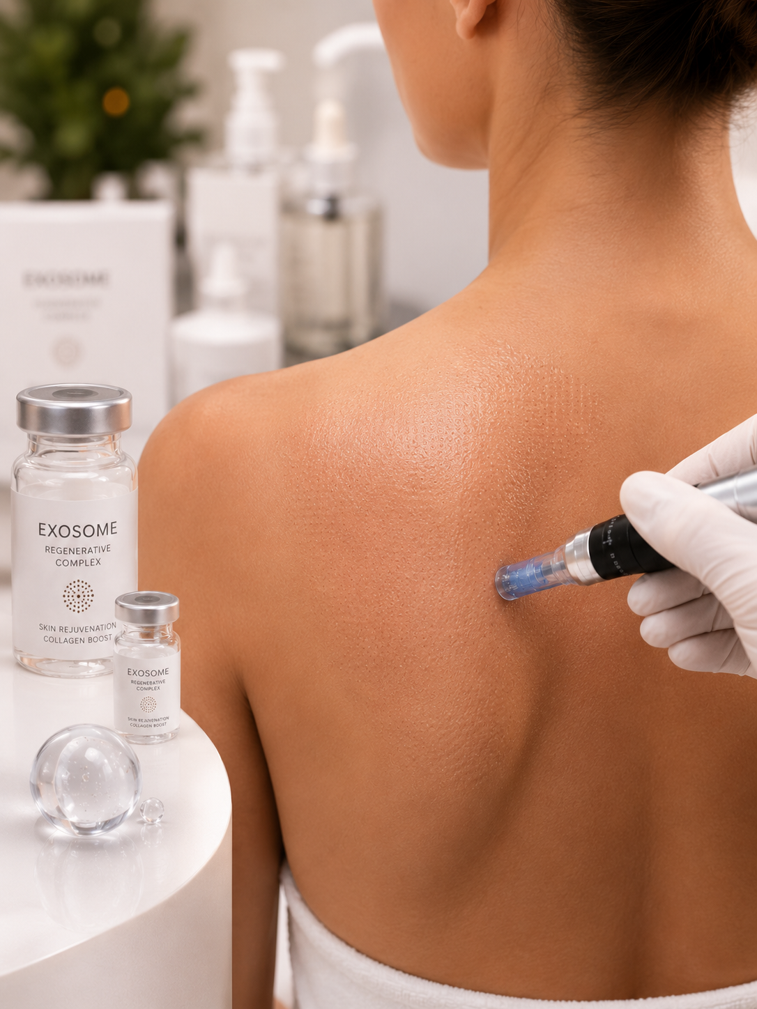 Microneedling cu exozomi spate superior